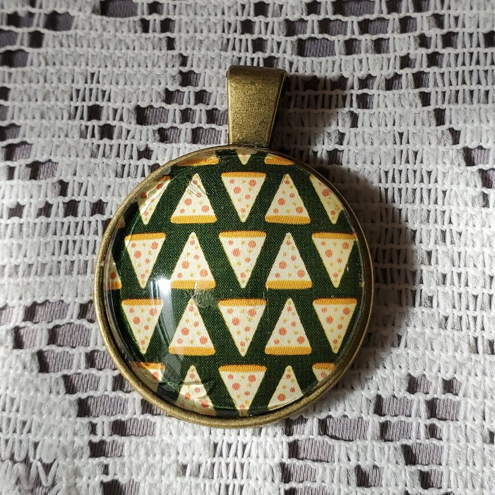 Pizza Glass Cabochon Pendant - Handmade